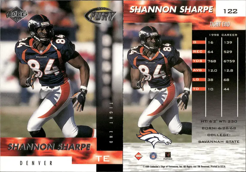 SHANNON SHARPE 18-Card Lot Denver-Baltimore HOF Career Set! C506.