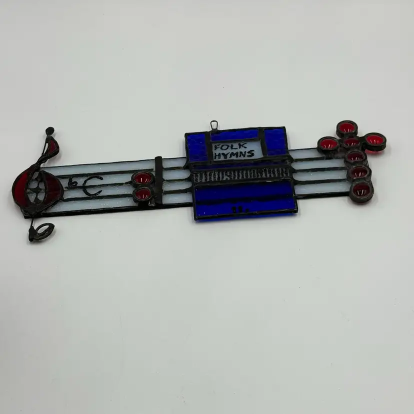 Vintage Folk Hymns Stained Glass Music Staff Suncatcher Treble Clef Window Art