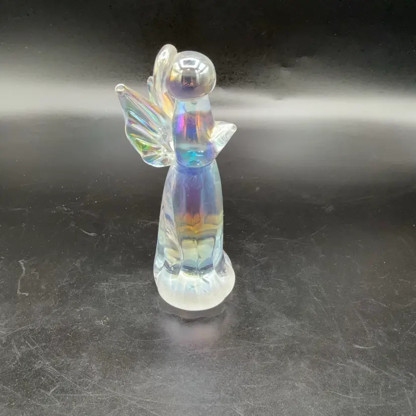 Iridized Glass Angel Signed Ron Ray 1994