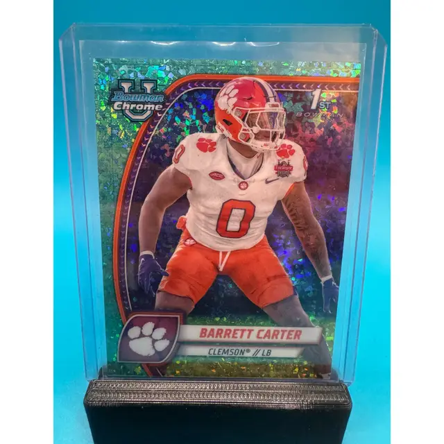 Barrett Carter 1st Bowman Chrome U Aqua Mini Diamonds Refractor /275 Clemson Tigers & Cincinatti Bengals