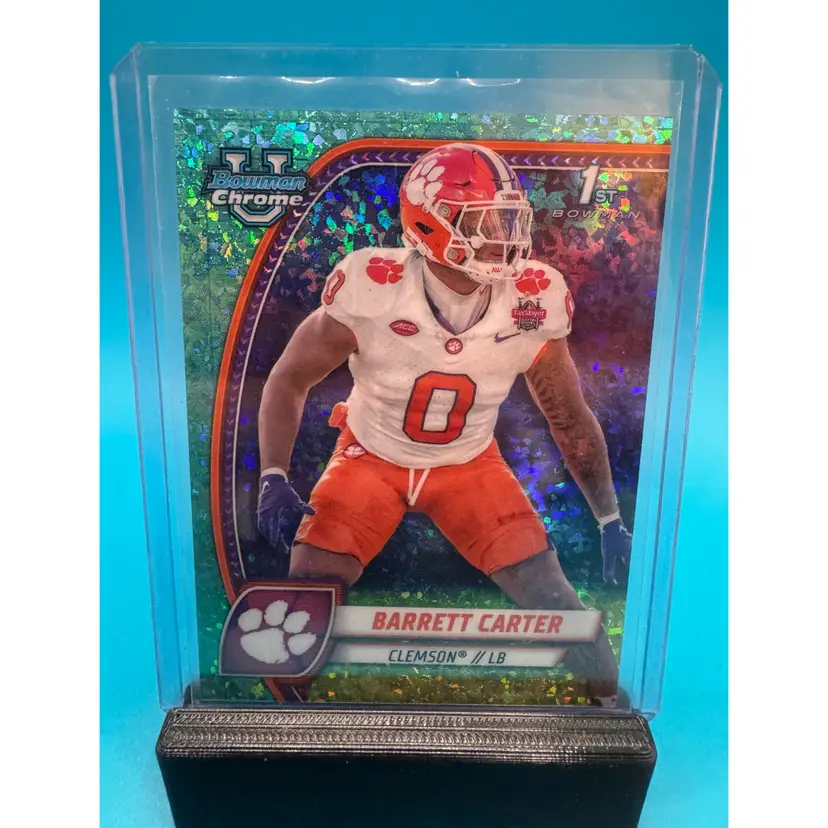 Barrett Carter 1st Bowman Chrome U Aqua Mini Diamonds Refractor /275 Clemson Tigers & Cincinatti Bengals