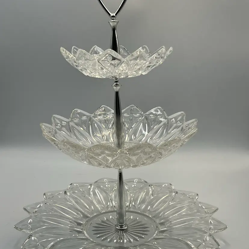 3- Tiered Pressed Glass Serving Tray