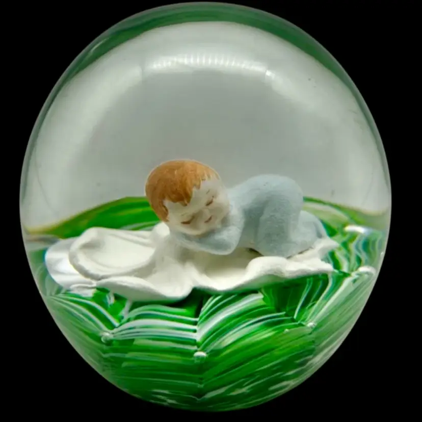 Joe St. Clair Sulfide Sleeping Baby Paperweight