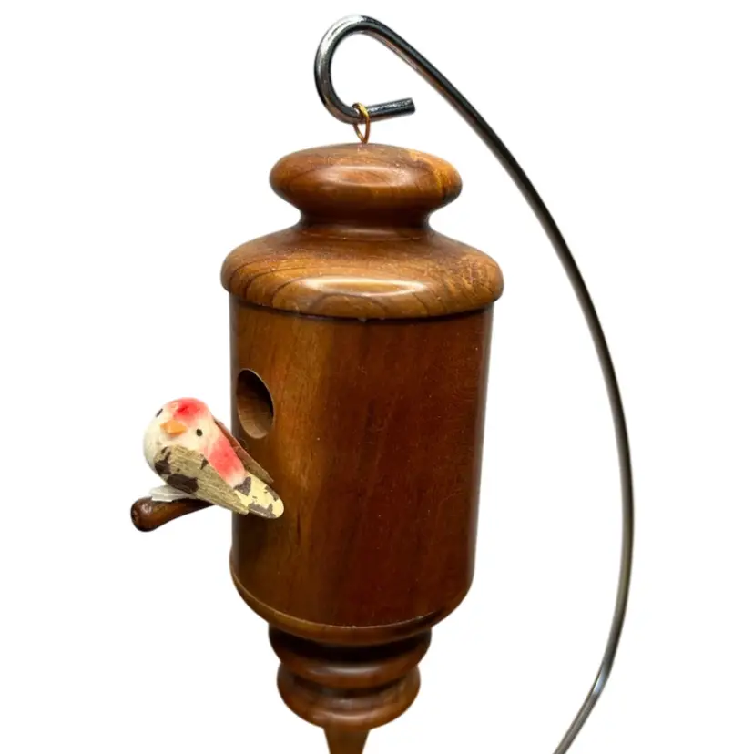 Hand turned Signed Decorative Wooden Birdhouse Able To Hang @6 1/2” Long