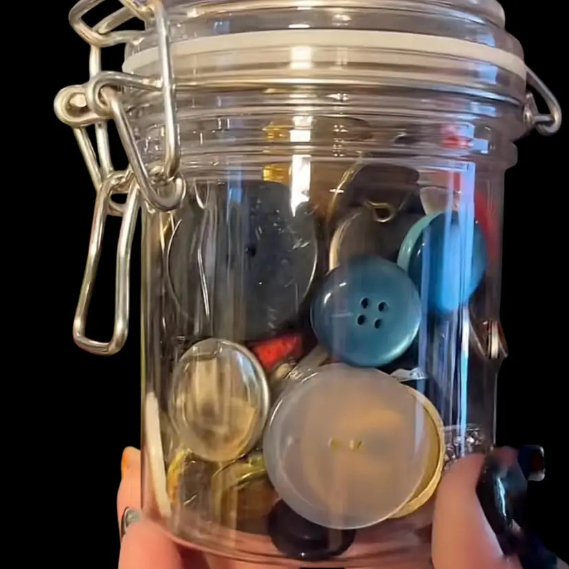 Plastic Clasp Jar of Buttons | 4”
