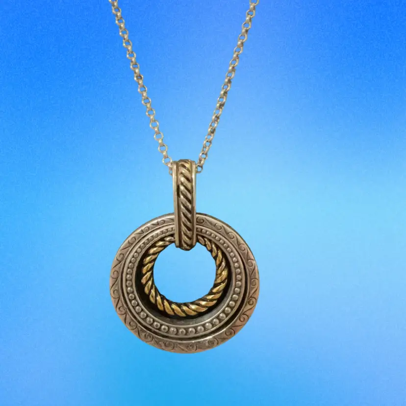 18” Brighton Silver And Gold Plated Necklace With Circles Pendant