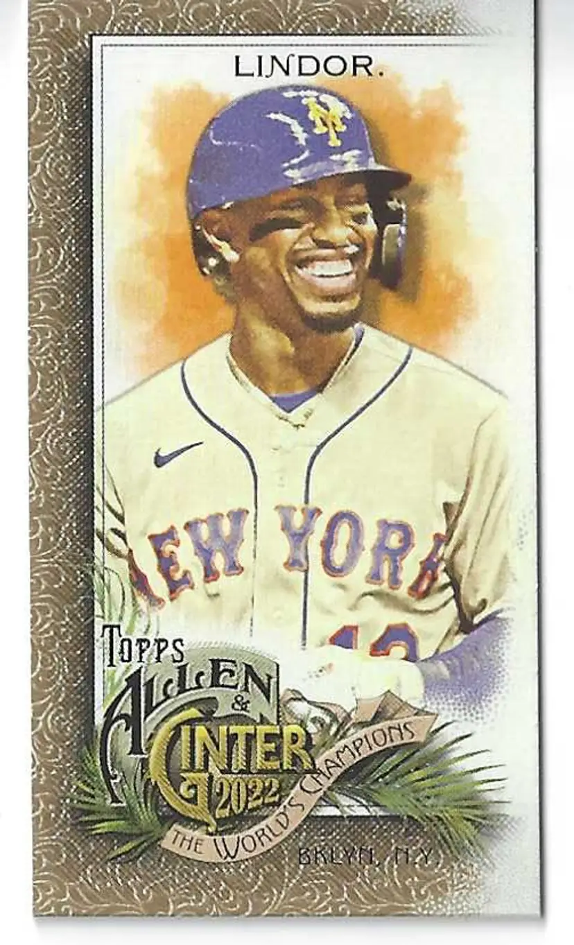 2022 Allen & Ginter Mini Francisco Lindor (Retail Exclusive Gold Border) #34 New York Mets