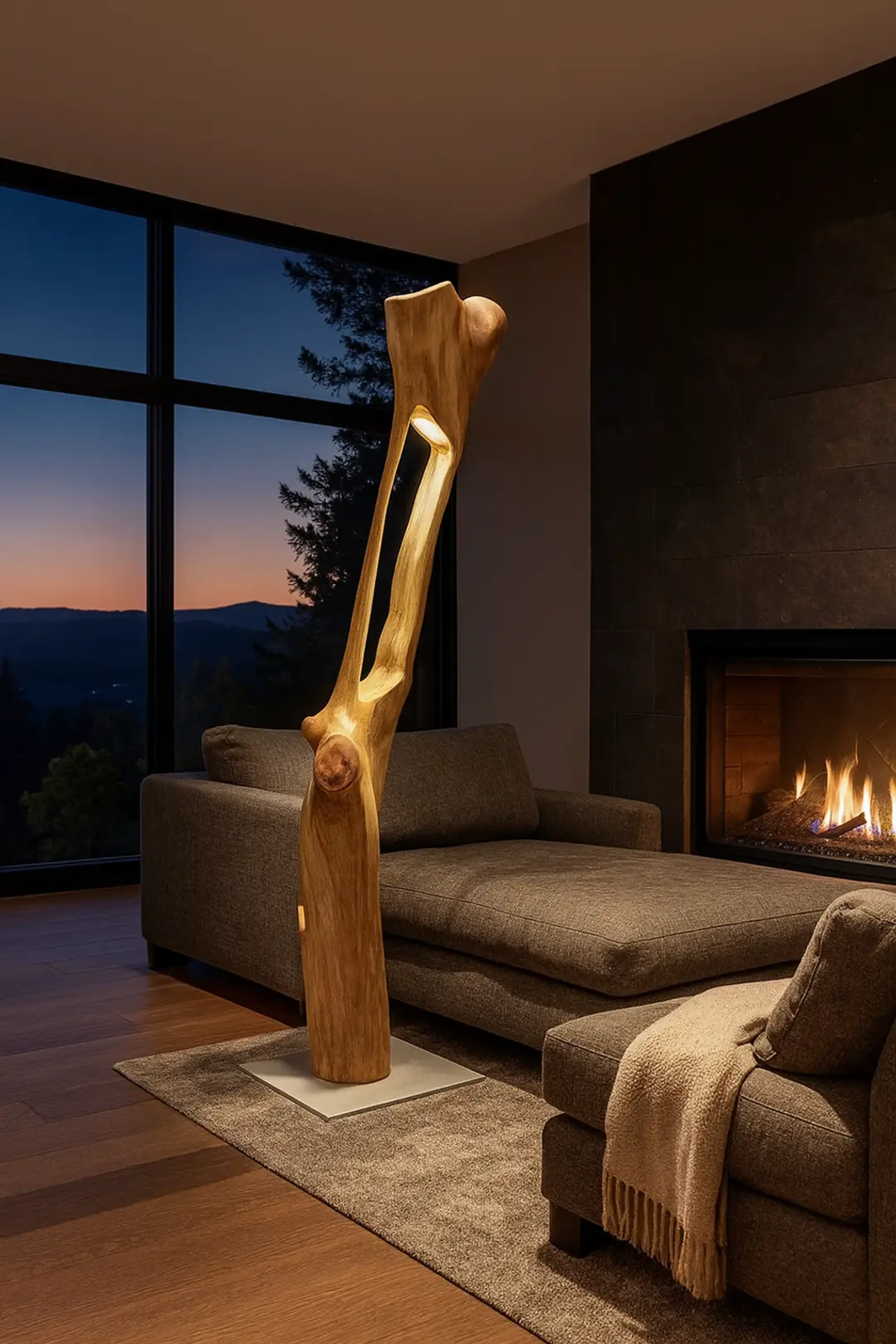 Twin Peaks reclaimed pecan sculpture