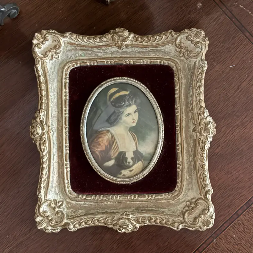 🐇Vintage Cameo Creations Lady Hamilton Velvet Backed Art