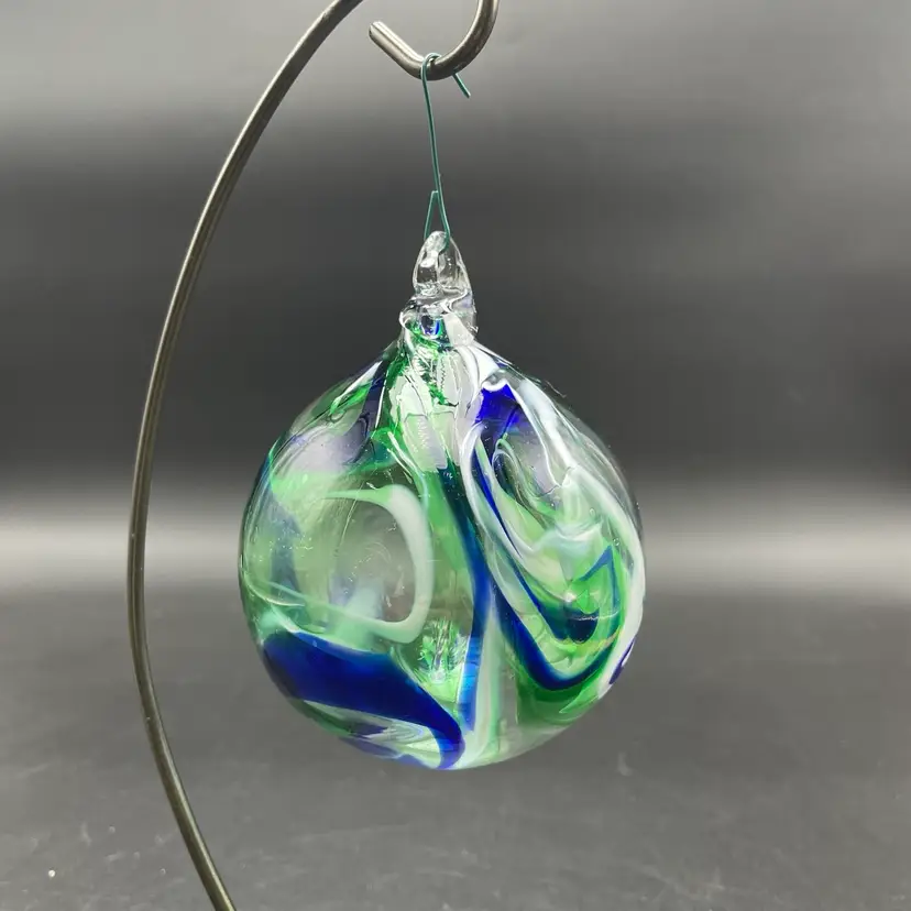 Art Glass Gazing Witches Ball Hanging Ornament Christmas Suncatcher Handmade