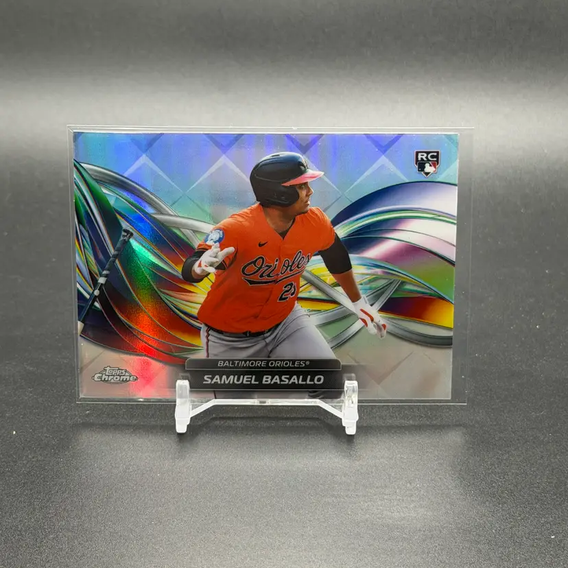 SAMUEL BASALLO 2025 Topps Chrome Helix RC SSP Baseball Card - Baltimore Orioles