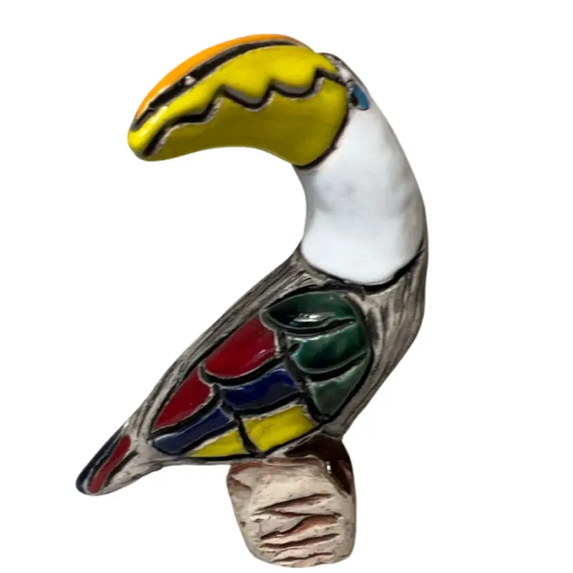 Vintage Clay Handmade Pottery Toucan Bird Large 5.25”