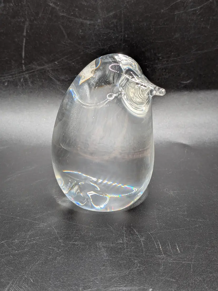 Vtg STEUBEN Special Sparrow Crystal Clear Glass Figurine Paperweight Hand Cooler