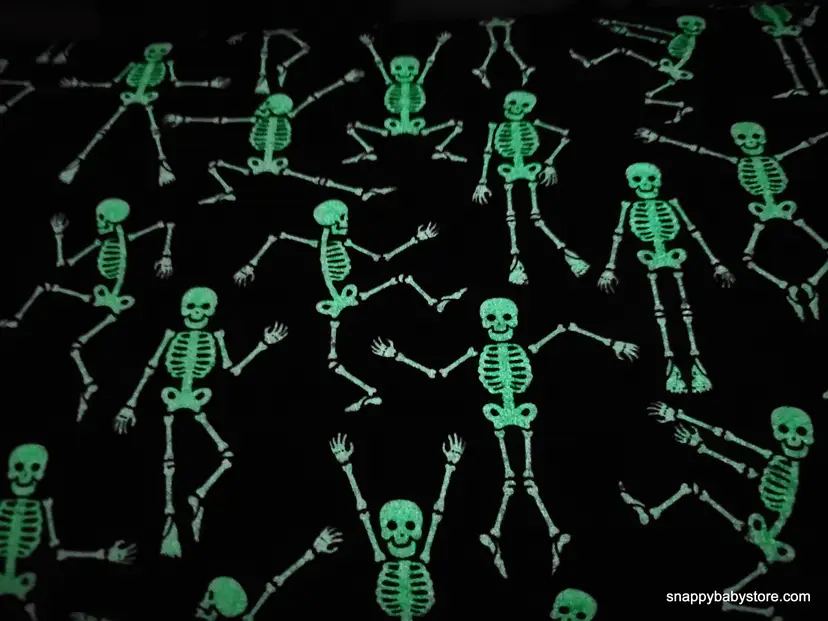 Skeleton Glow in the Dark Flannel Fabric Remnant - 100% Cotton - Choose Size - Soft Craft & Quilting Fabric