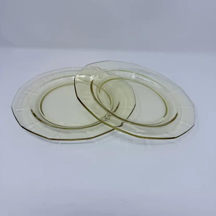 Set of 2 Vintage Fostoria Fairfax Topaz Pattern Dessert Dishes