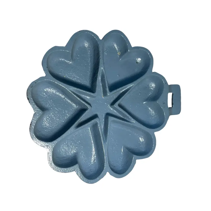 Cast Metal Blue Heart Shaped Mold w/ Star Baking Pan | 5.5”