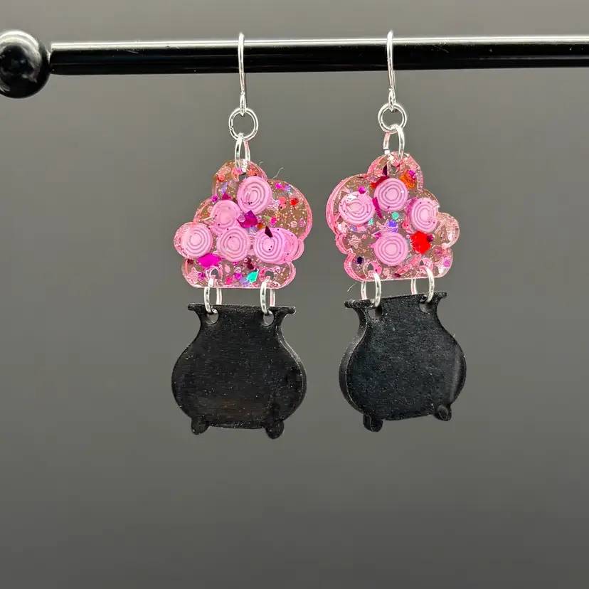 Pickled Onion Cauldron Dangle Earrings - Made by Me