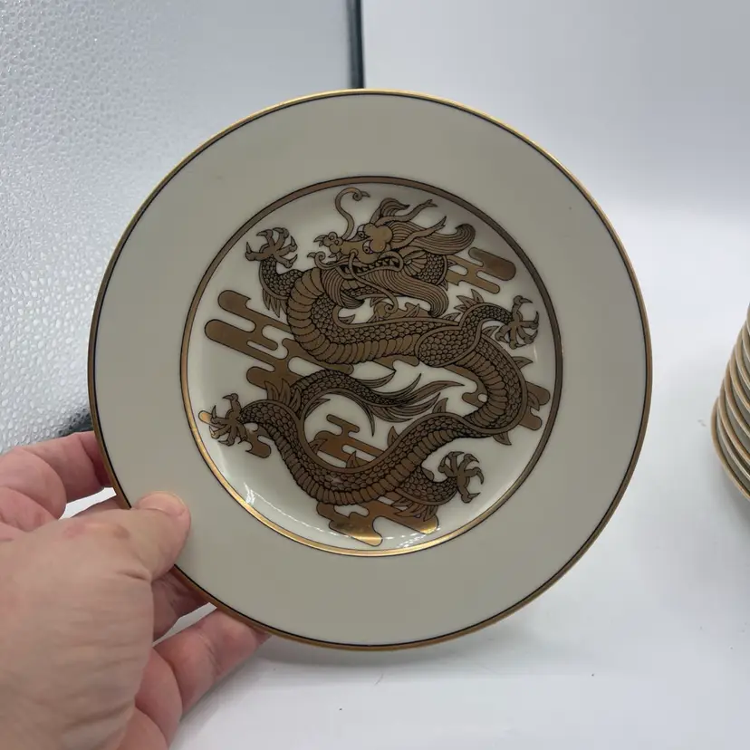 Fitz & Floyd Gold Dragon D'Or Salad Plates 7.5” Set Of 11 RARE