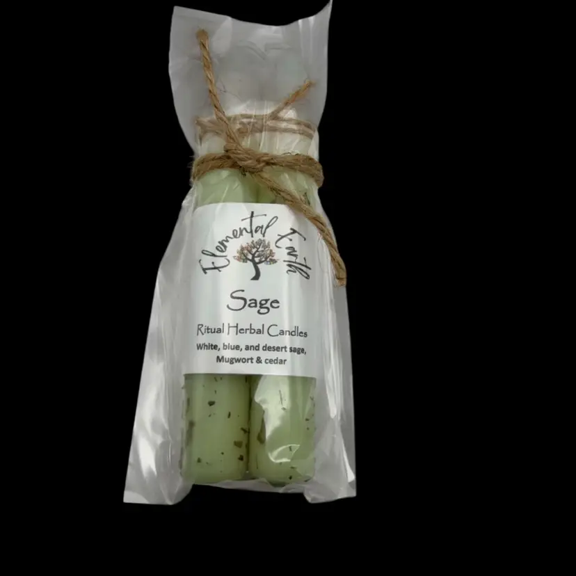 Elemental Earth Handmade SAGE Ritual Herbal Candle – 2 Pack - Smells Incredible - Read Description For Use