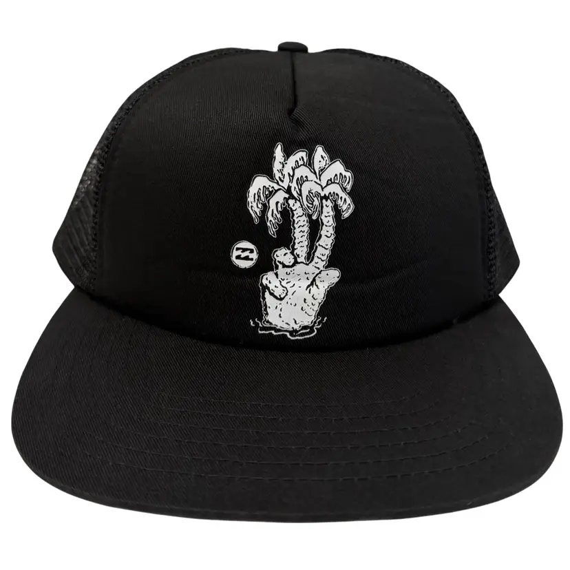 Billabong Palm Tree Hand Hang Loose Flat Brim Unisex Black Foam Trucker Snapback