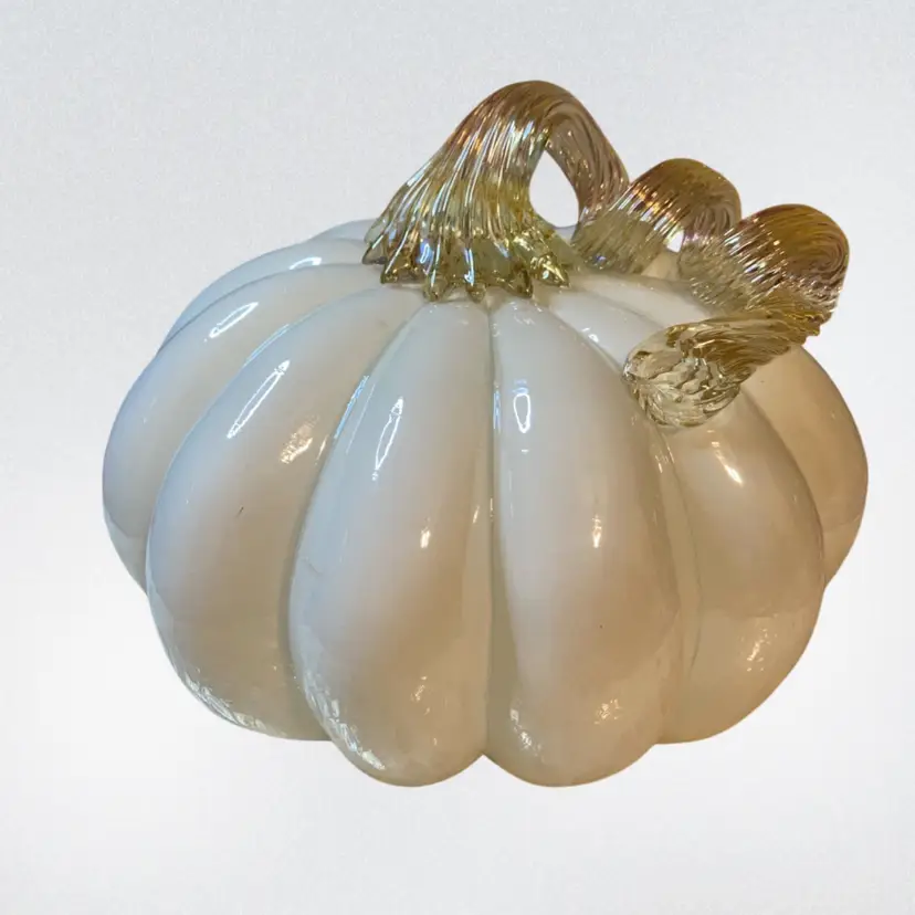 White Glass Pumpkin 🎃 6” Tall 7” Wide