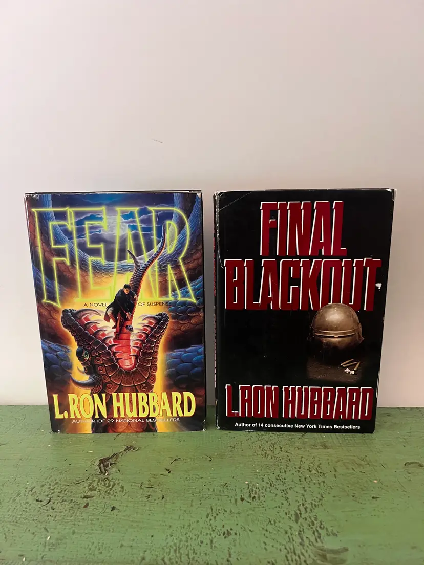 L Ron Hubbard Fear & Final Backout Hardcovers with Dust Jackets. Sci Fi Scientology
