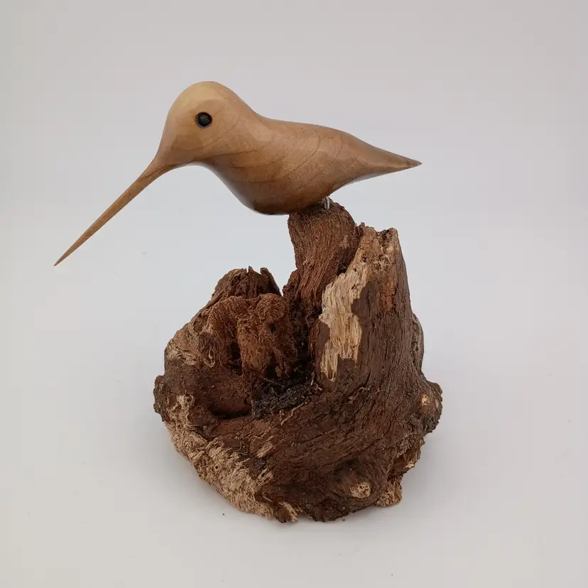 Carved wooden hummingbird
