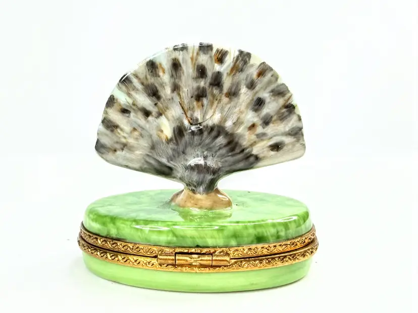 Pierre Arquié Limoges France Hand Painted Peacock Limited Edition Box A1069