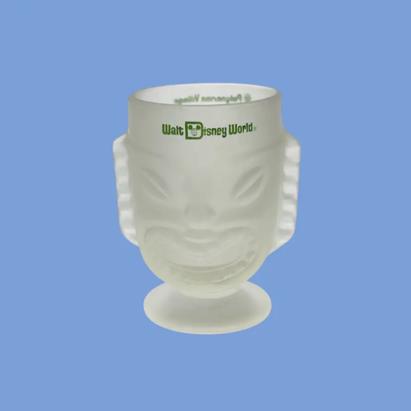 #302- Tiki Glass Pedestal Glass Frosted Cocktail Mug Disney World Polynesian Village Resort 1970-80s 
(Multiple Available At Time Of Listing)