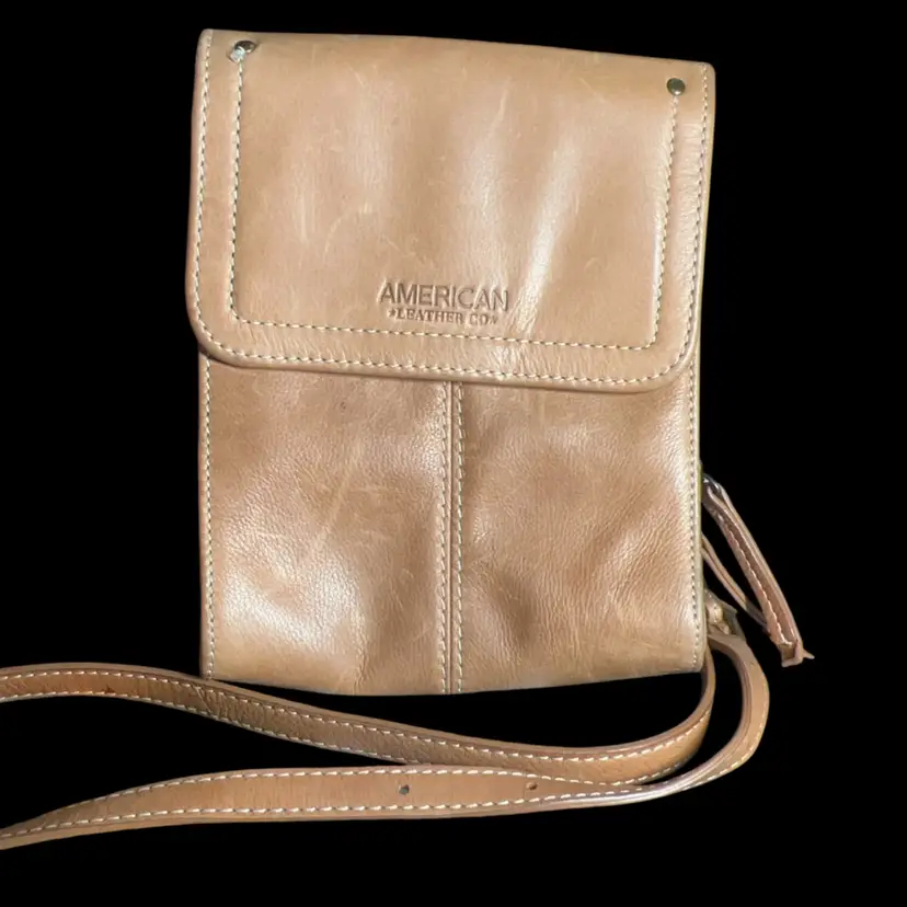 Tan Leather American Leather Co. Crossbody Purse With Built In Wallet Section