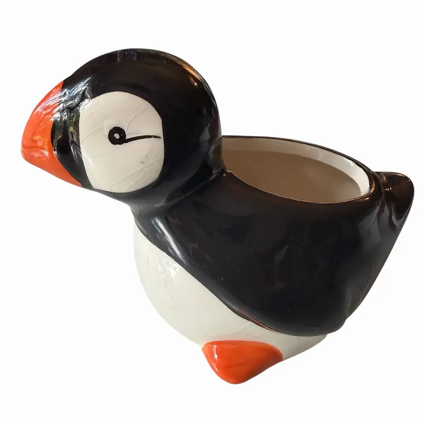 Pepper the Puffin" ceramic animal planter