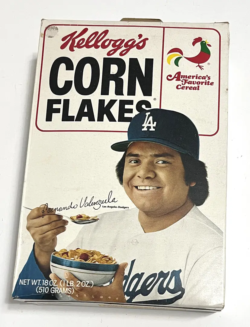 Vintage Kellogg's Corn Flakes Box Dodgers Fernando Valenzuela