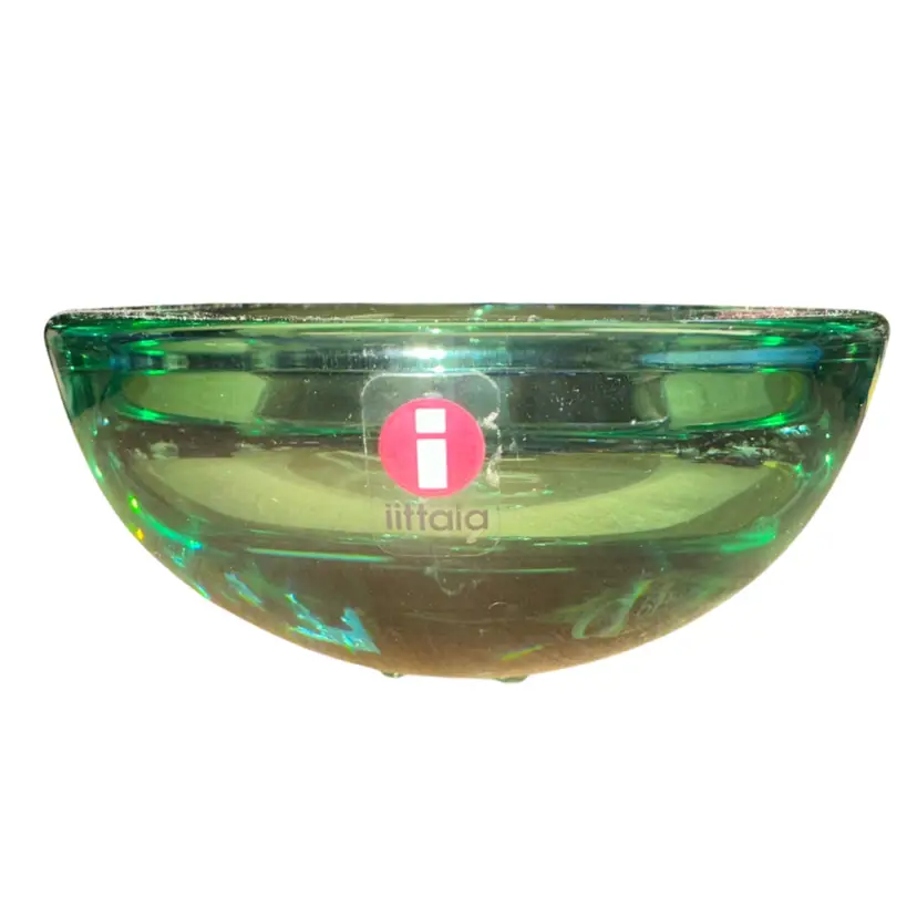 Iittalo BALLO Green Glass Tealight Candle Holder - Finland