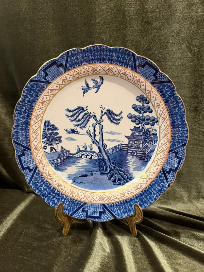 Vintage Booths Real Old Willow Dinner Plate Blue Gold 10” Made In England