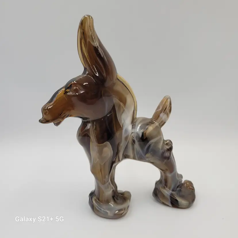 Vintage Imperial Glass Carmel Slag Long Earred Donkey Figurine