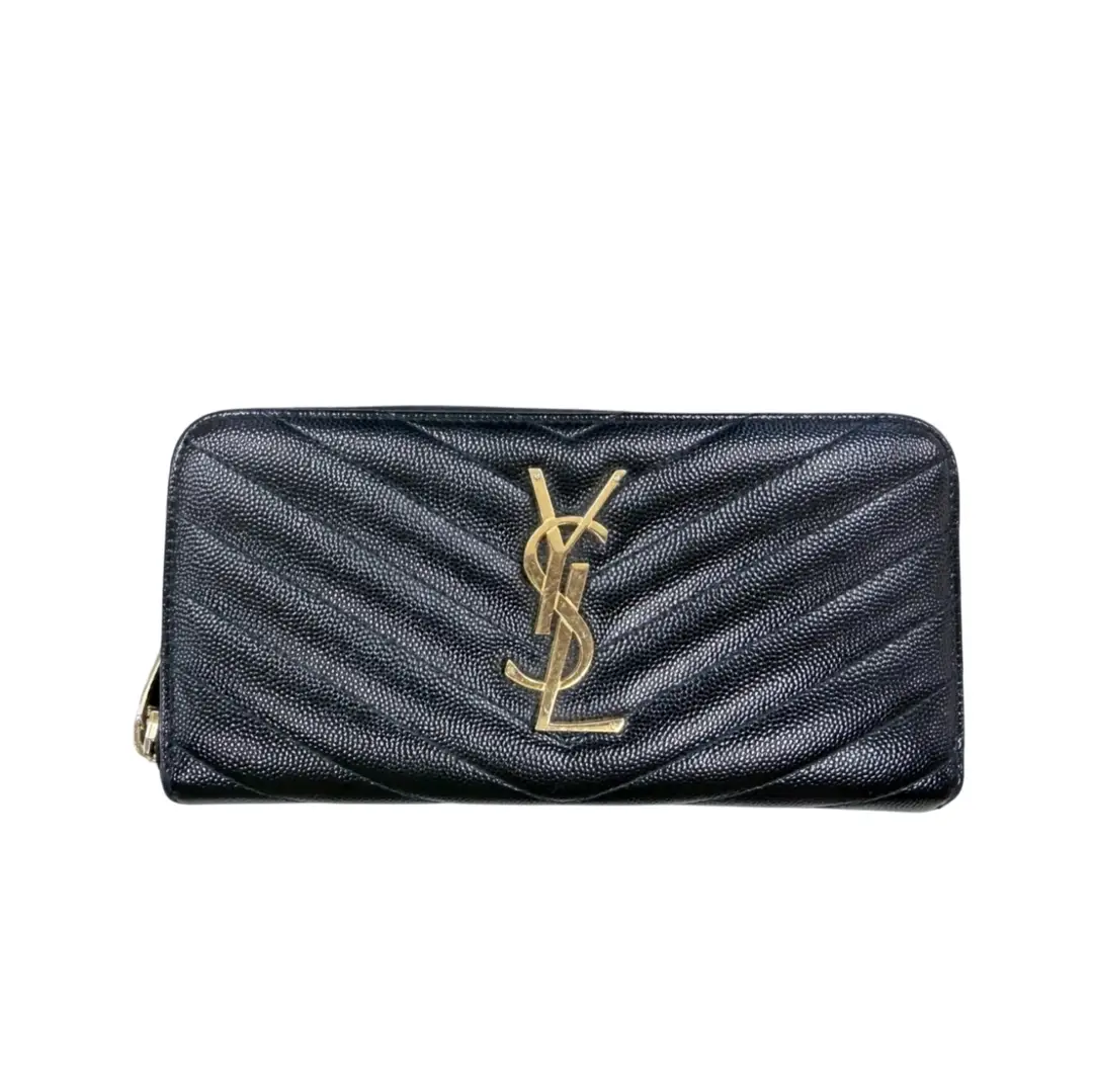 Saint Laurent Monogram Matelasse Leather Zip-Around Wallet