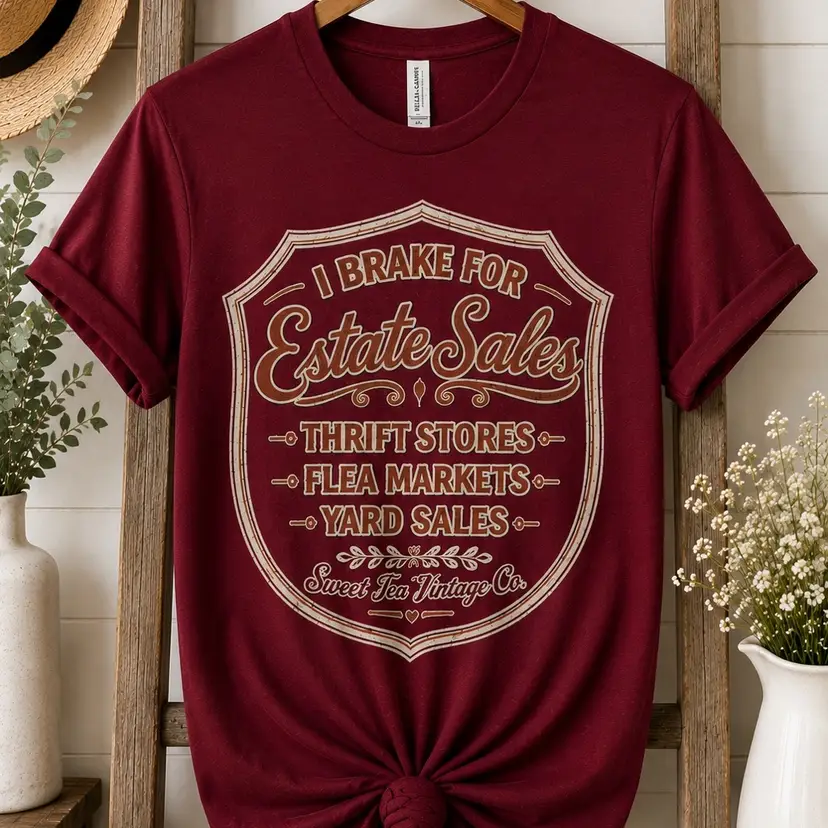 I Break For Estate Sales Red Large Tshirt