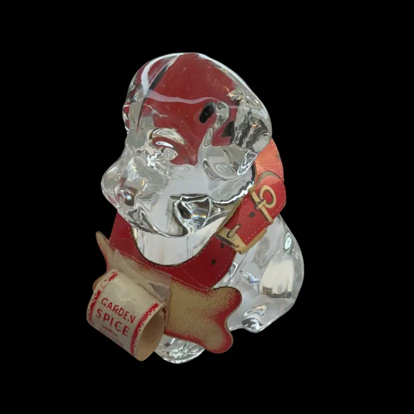 Harrisonburg vA. Souvenir Glass Dog Figurine. VTG Candy Container.