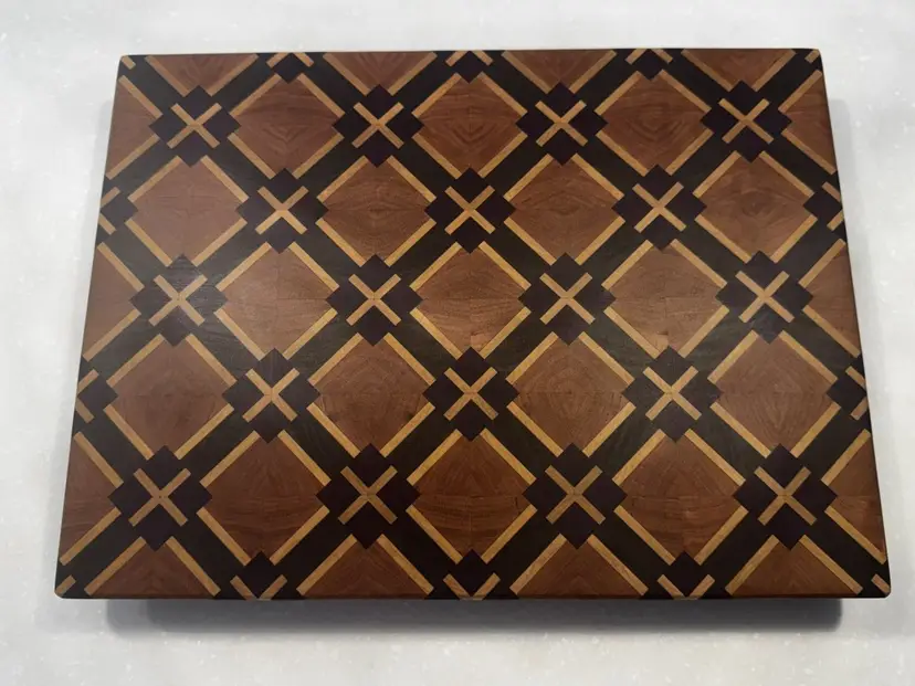 Geometric Elegance End Grain Cutting Board