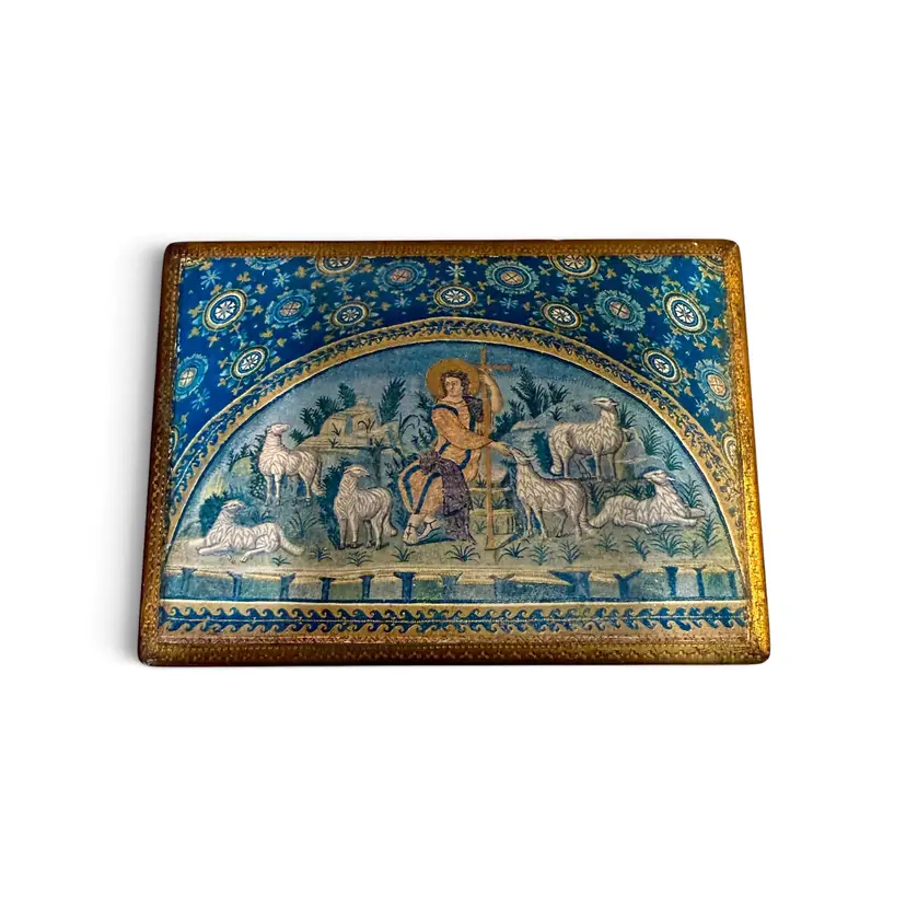 Christ the Good Shepherd 5th Century Byzantine Mosaic Reproduction Trinket Box - ITALY