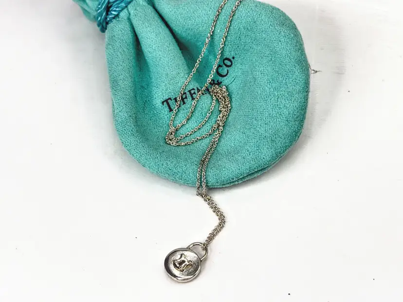 Tiffany & Co. 1837 Round Lock Cadena Keyhole Silver Necklace 16" 2.7g JR2057