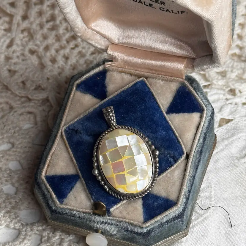 Sterling Mosaic Mother Of Pearl Pendant