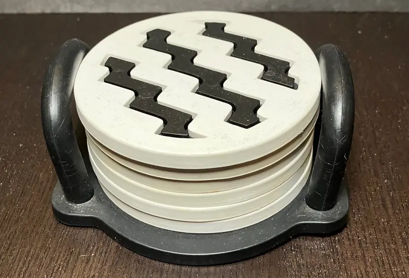 Vintage Umbra Silicone Drink Coasters and Holder Made in Canada Zigzag pattern