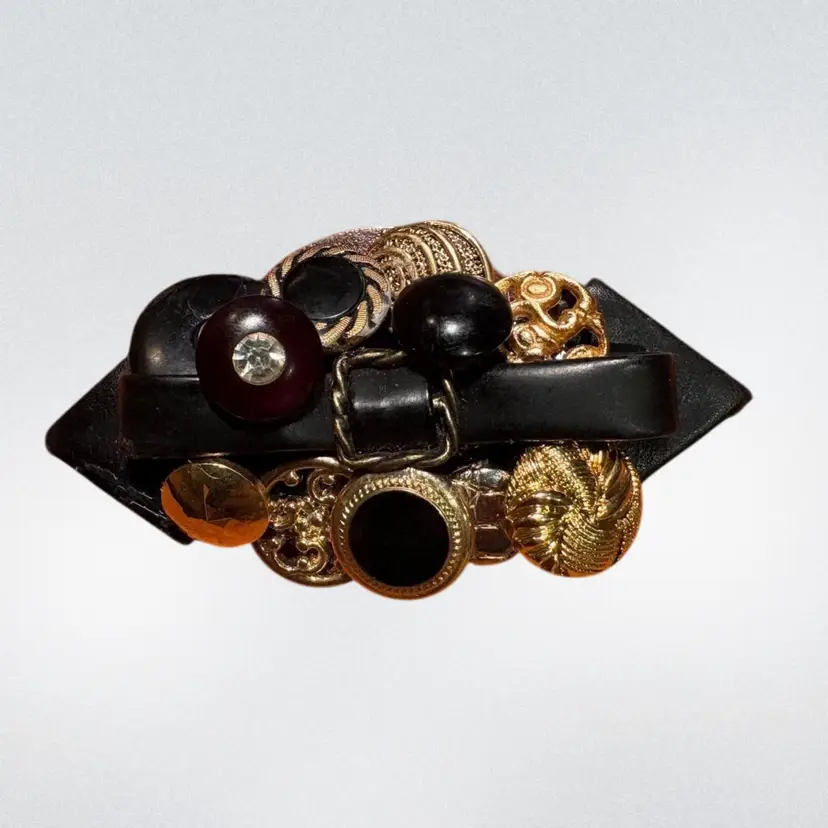 Black & Gold Button Brooch Made By Me