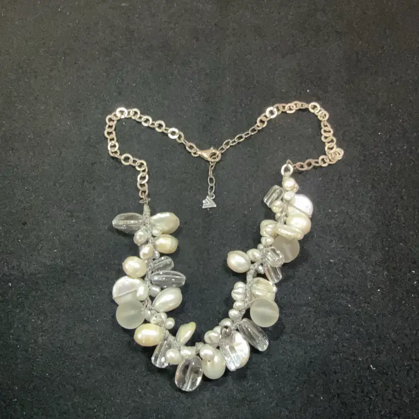 Silpada Sterling Freshwater Pearl Glass Necklace 20”