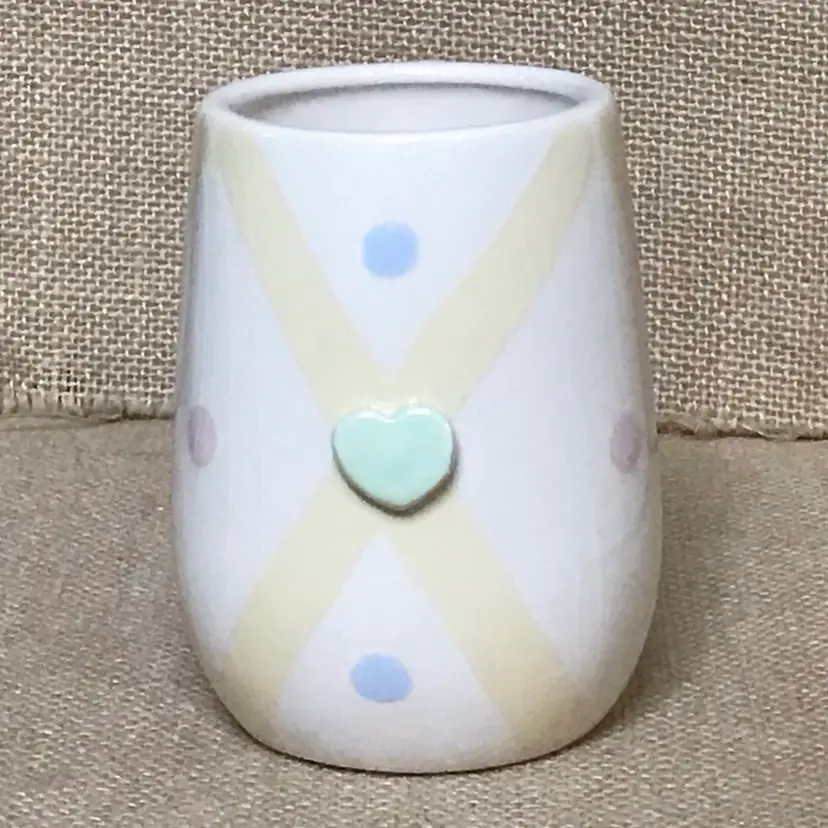 Vintage Paper Windows Pottery Pastel Hearts Mug Coffee Cup Romance Valentines