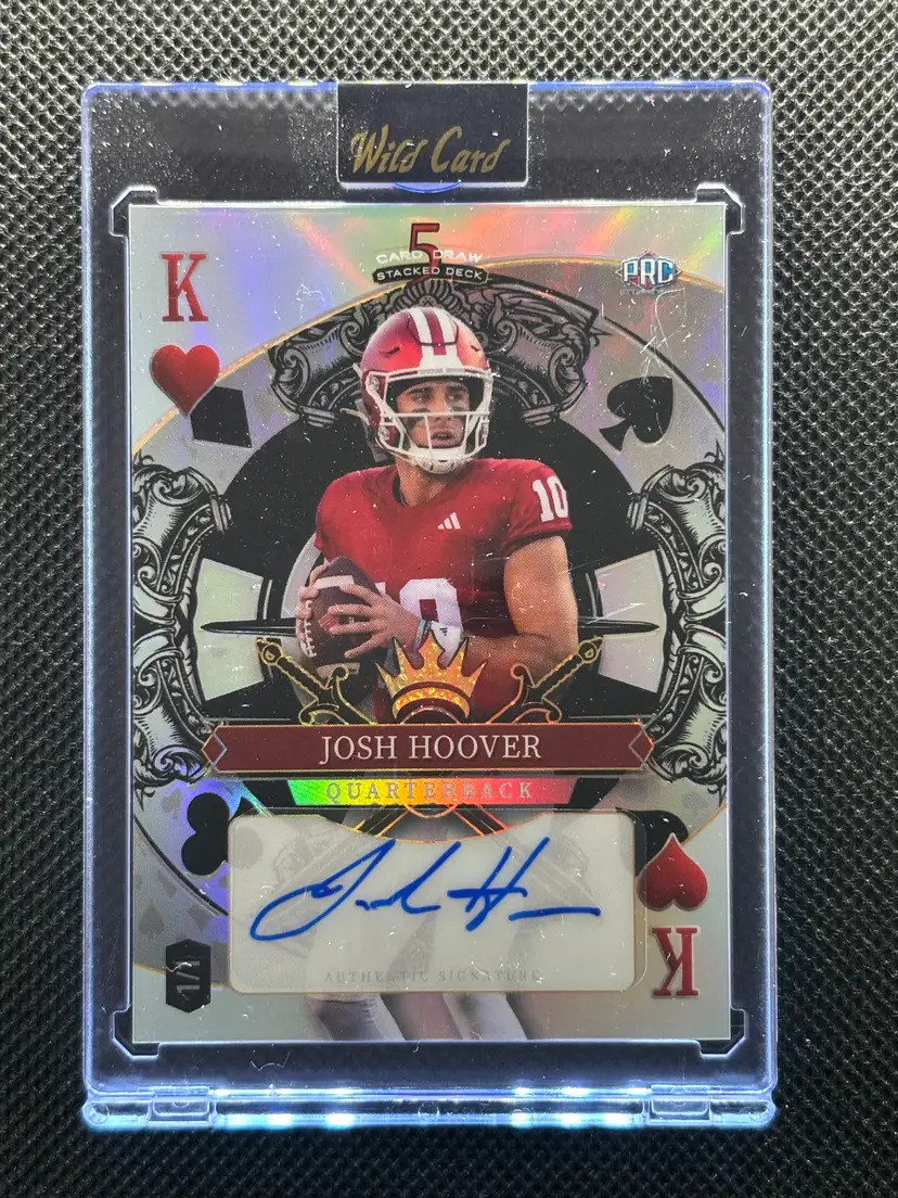 Josh Hoover 2026 Wild Card 5 Card Draw Stacked Deck Gold Black Tie Edition King of Hearts SDJH-JHA 1/1 Autograph Indiana Hoosiers