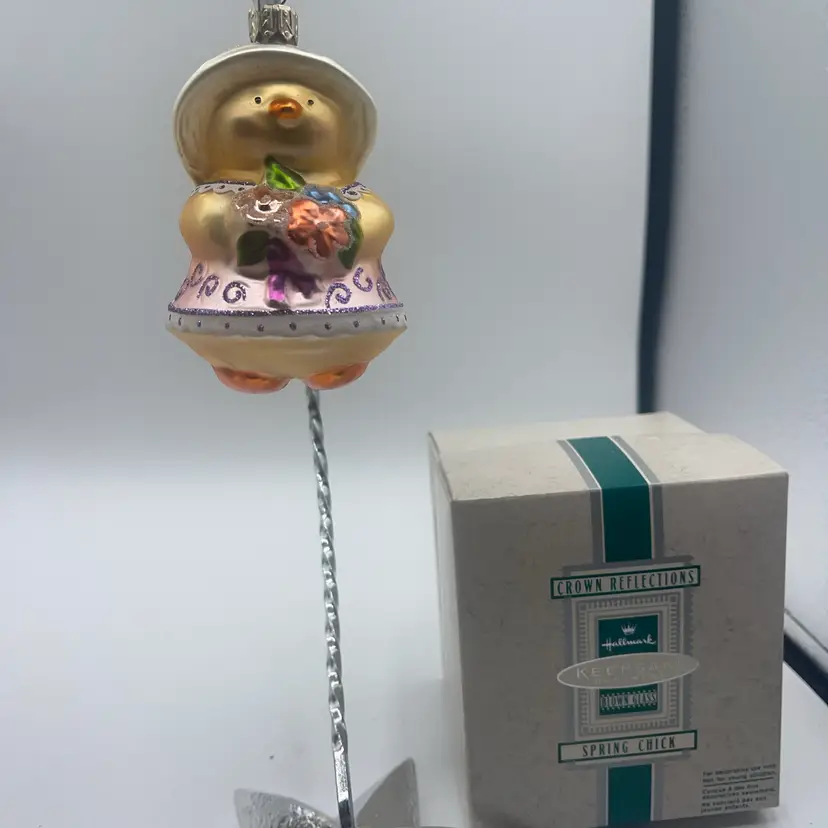 Hallmark Blow Glass Spring Check Ornament With Box
