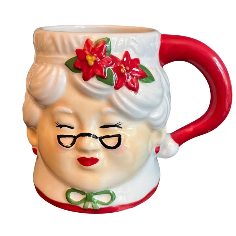 Sweet Mrs Clause Lang Ceramic Coffee Mug 4.5” ~ 3D Effect ~ EC!
