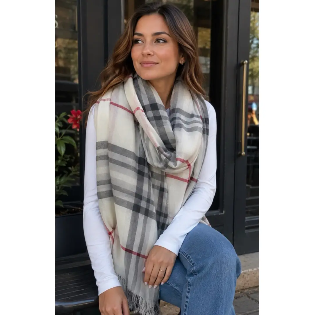 FRAAS Plaid Viscose Scarf